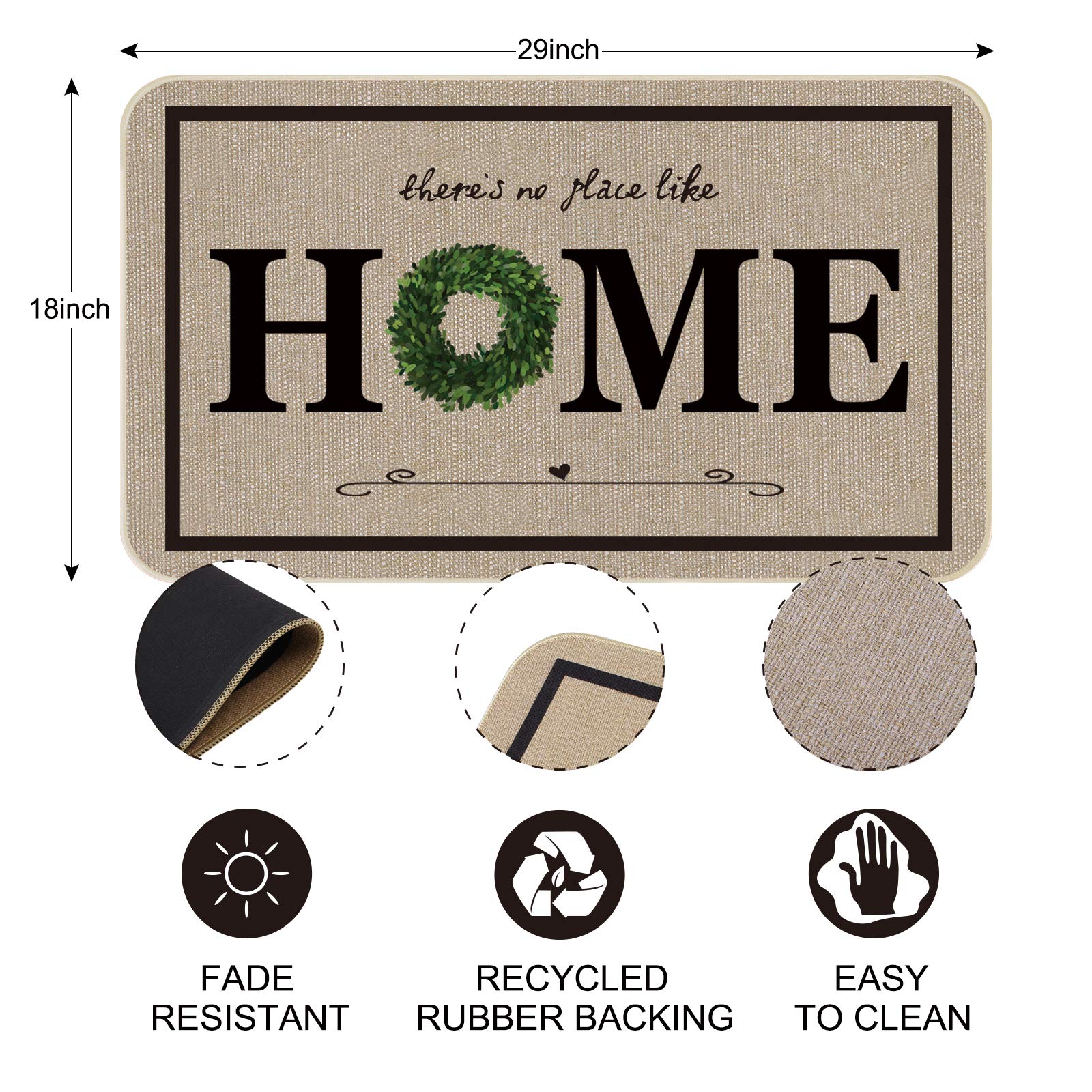 Onway Indoor Front Door Mat 18X29 Inch Welcome Mats Non-Slip Doormat Entry Rugs For Inside House And Home Entrance With Home Quo